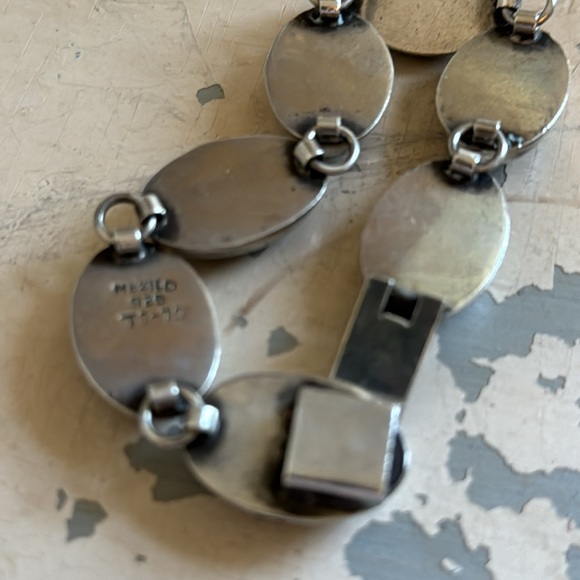 Vintage Sterling silver and Onyx link bracelet 7 1/2” Mexico 925 - Picture 4 of 9